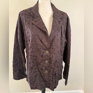 Chico’s neutral brown jacket swirled textured floral pattern pockets Chico’s 3